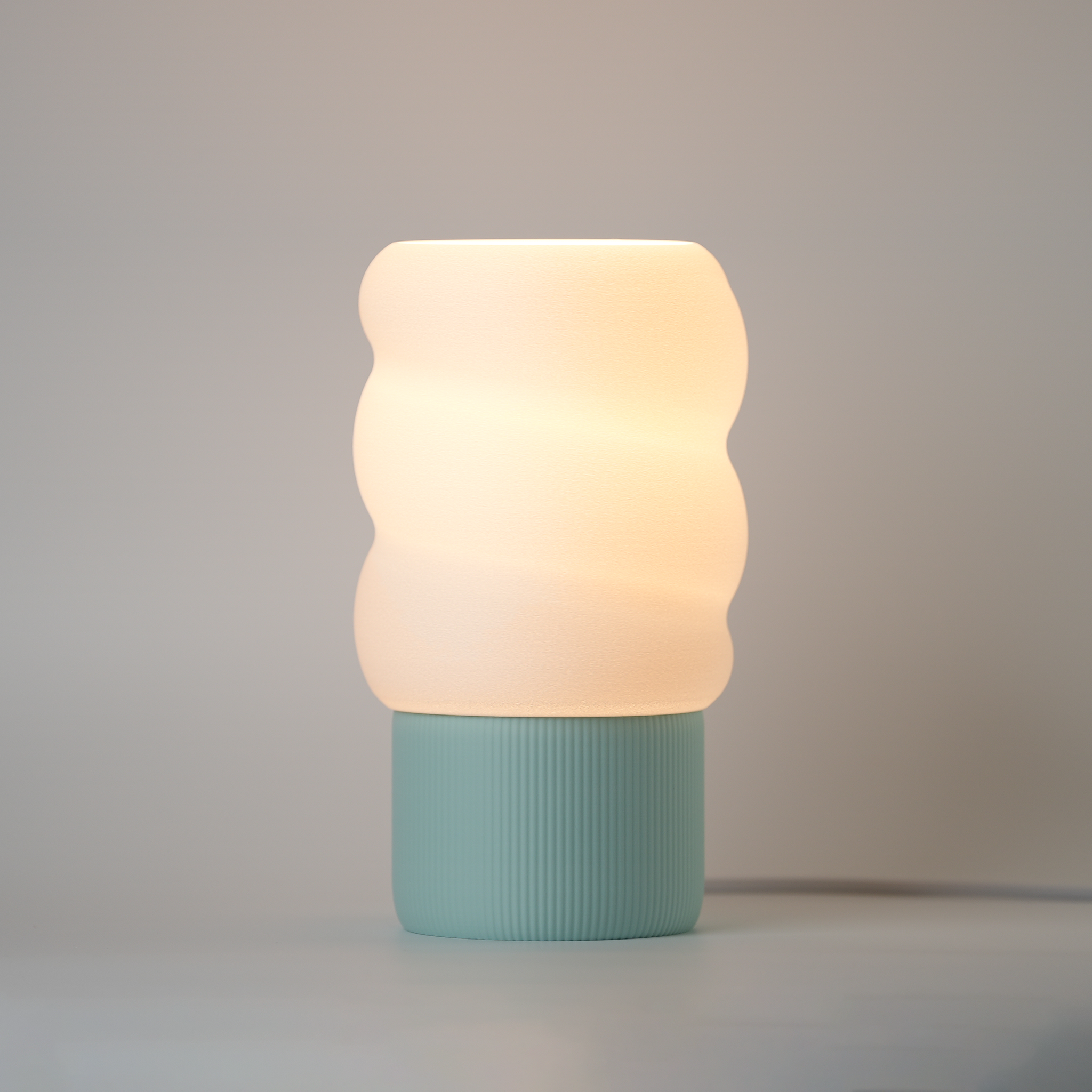 Swirl Table Lamp, Studio Shot, Lightup, Mint Teal